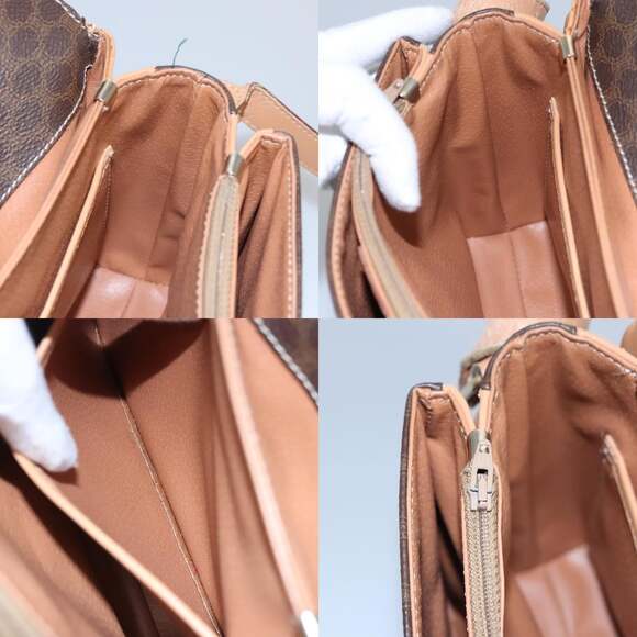 CELINE Macadam Canvas Shoulder Bag Pvc Leather Brown Gold - Picture 13 of 13